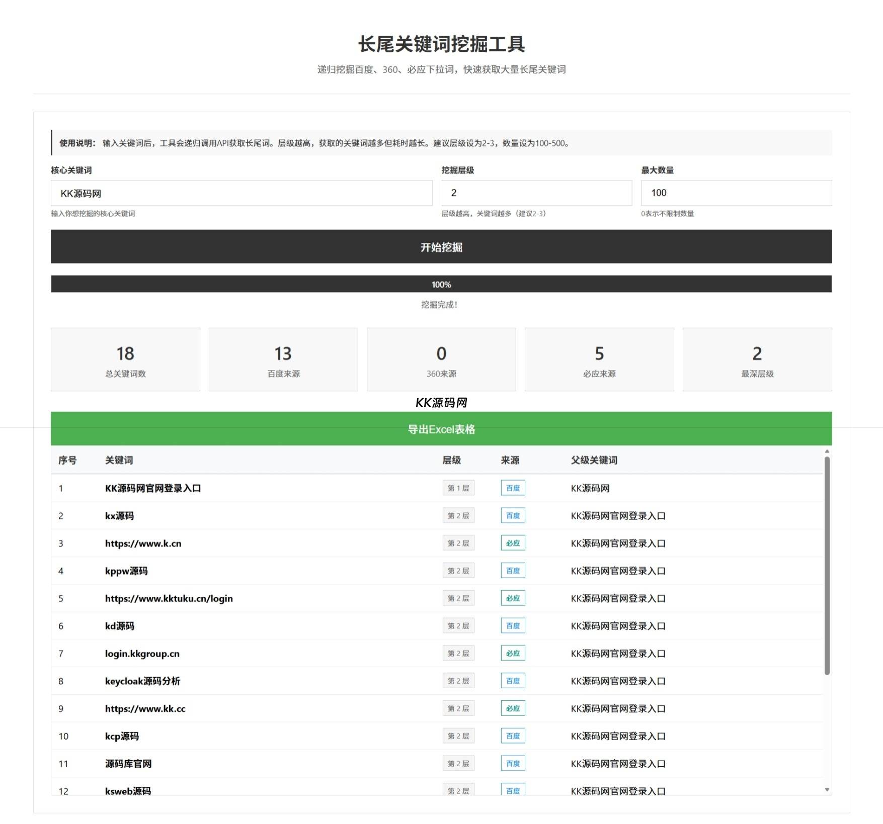 SEO关键词长尾词优化工具网页源码